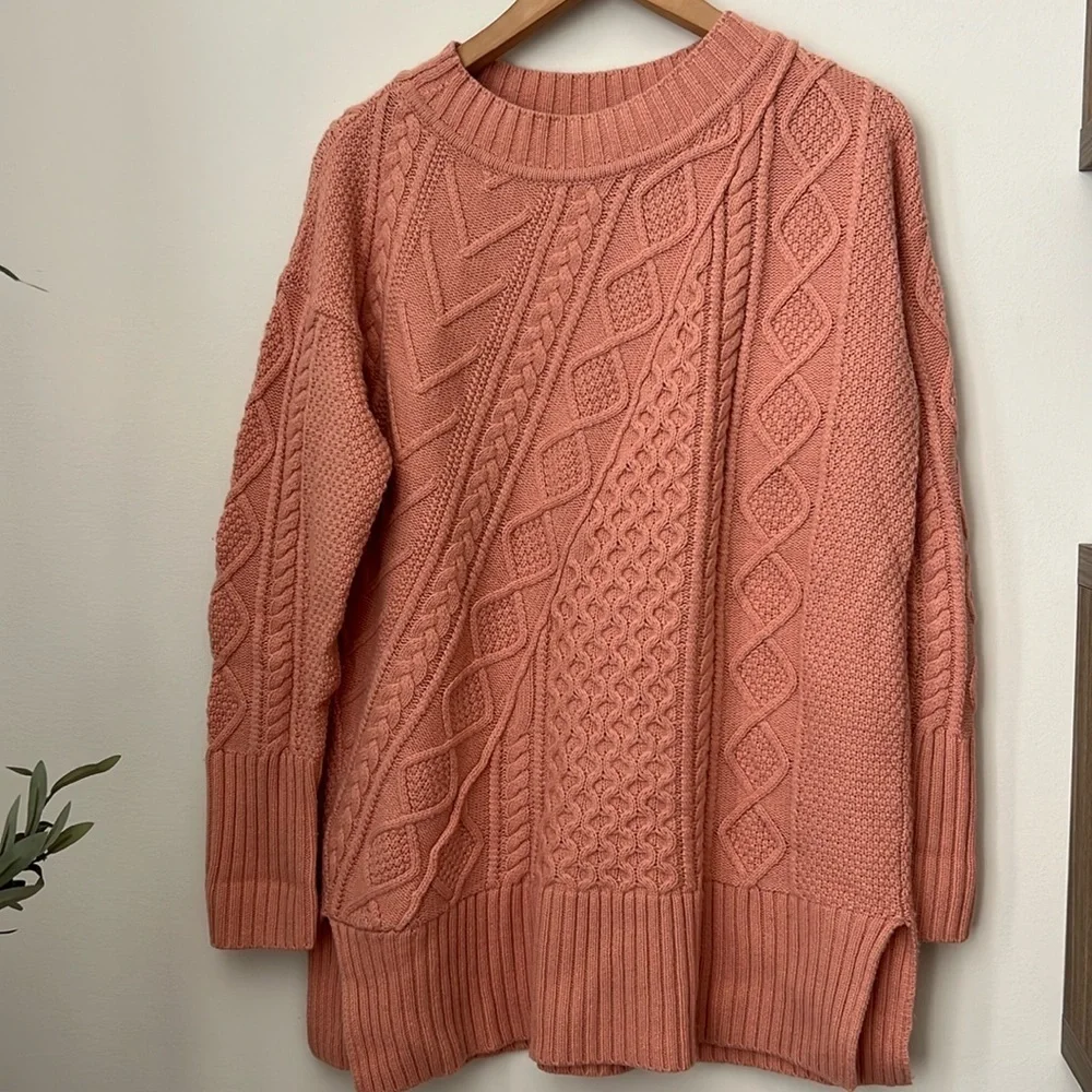 J. Crew Wool Blend Oversized Patchwork Cable-knit Sweater